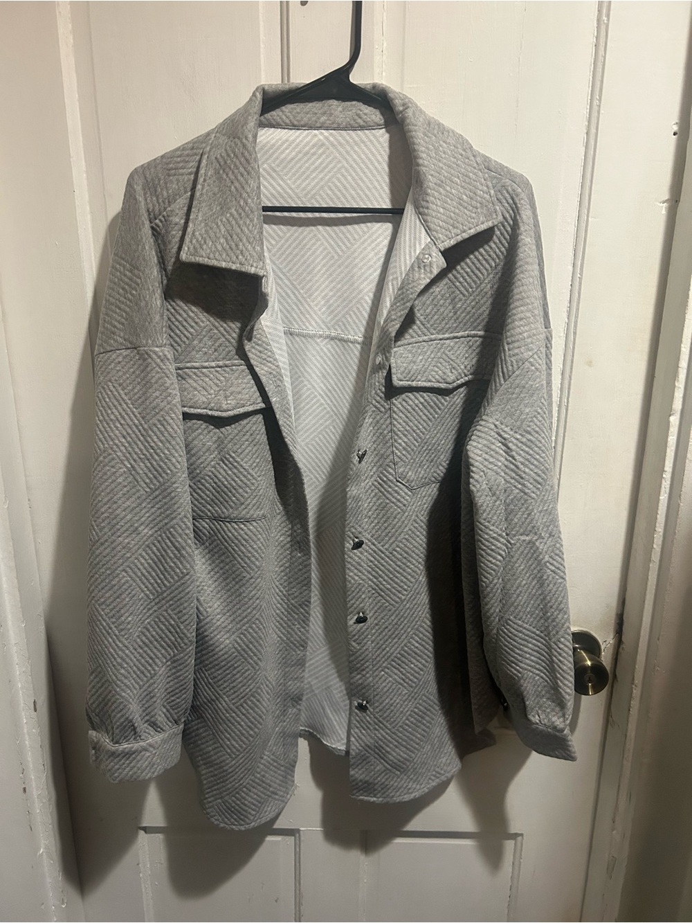 Comfort Unisex Quilted Shirt Jacket - Light Gray